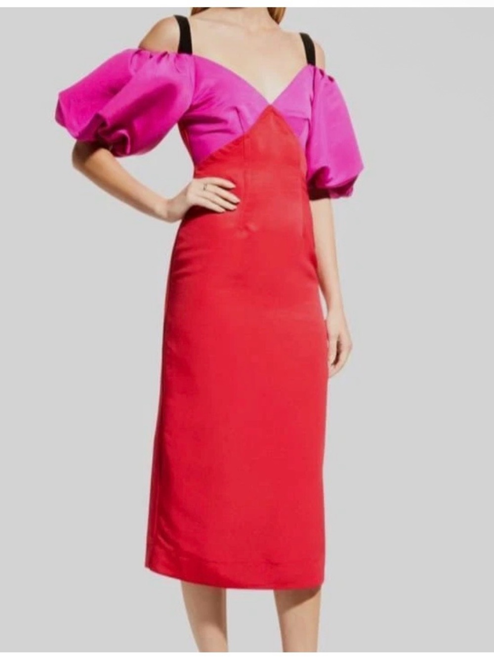 NWT Zac Posen Puff Sleeve Midi Dress Size 8